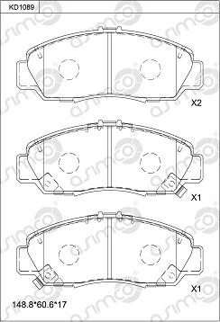 Asimco KD1089 - Комплект спирачно феродо, дискови спирачки vvparts.bg