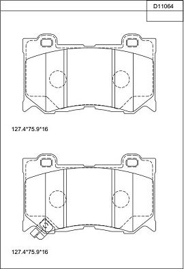 Asimco KD11064 - Комплект спирачно феродо, дискови спирачки vvparts.bg