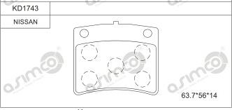 Asimco KD1743 - Комплект спирачно феродо, дискови спирачки vvparts.bg