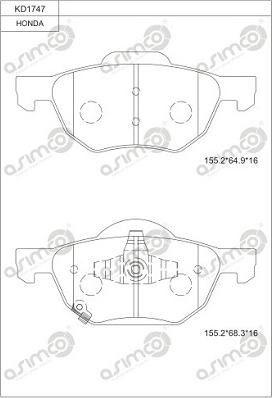 Asimco KD1747 - Комплект спирачно феродо, дискови спирачки vvparts.bg