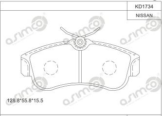 Asimco KD1734 - Комплект спирачно феродо, дискови спирачки vvparts.bg