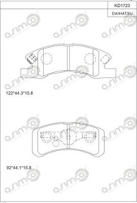 Asimco KD1723 - Комплект спирачно феродо, дискови спирачки vvparts.bg