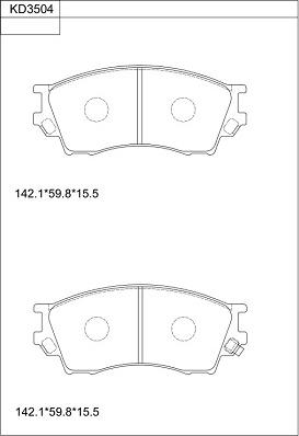 Asimco KD3504 - Комплект спирачно феродо, дискови спирачки vvparts.bg