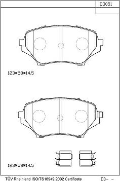 Asimco KD3051 - Комплект спирачно феродо, дискови спирачки vvparts.bg