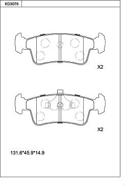 Asimco KD3076 - Комплект спирачно феродо, дискови спирачки vvparts.bg