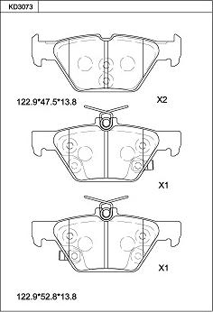 Asimco KD3073 - Комплект спирачно феродо, дискови спирачки vvparts.bg