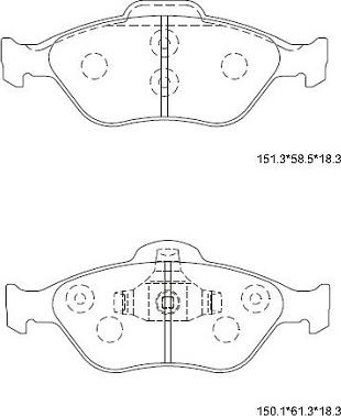 Asimco KD3736 - Комплект спирачно феродо, дискови спирачки vvparts.bg