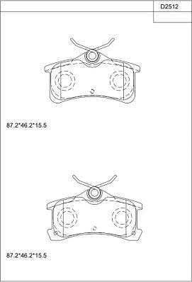 Asimco KD2512 - Комплект спирачно феродо, дискови спирачки vvparts.bg