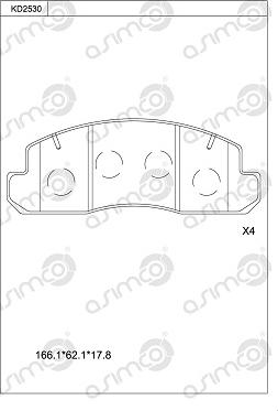 Asimco KD2530 - Комплект спирачно феродо, дискови спирачки vvparts.bg