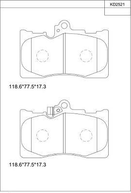 Asimco KD2521 - Комплект спирачно феродо, дискови спирачки vvparts.bg