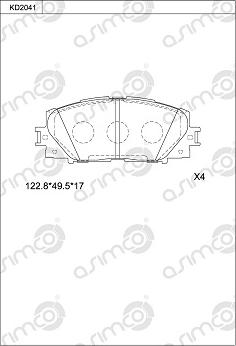 Asimco KD2041 - Комплект спирачно феродо, дискови спирачки vvparts.bg