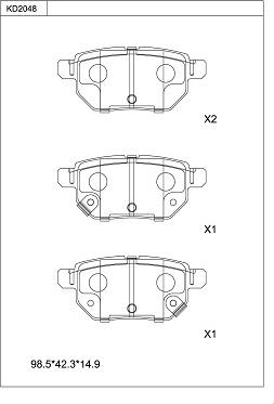 Asimco KD2048 - Комплект спирачно феродо, дискови спирачки vvparts.bg