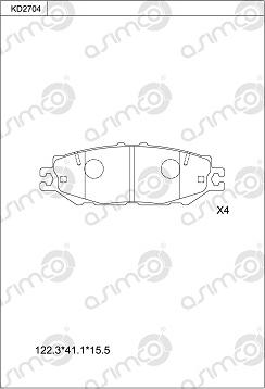 Asimco KD2704 - Комплект спирачно феродо, дискови спирачки vvparts.bg