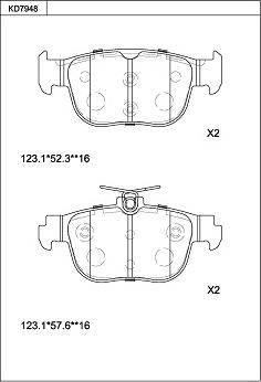 Asimco KD7948 - Комплект спирачно феродо, дискови спирачки vvparts.bg