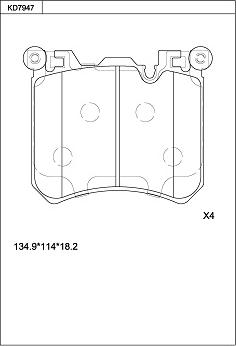 Asimco KD7947 - Комплект спирачно феродо, дискови спирачки vvparts.bg