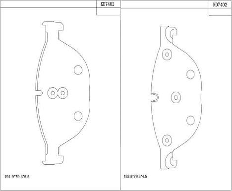 Asimco KD7402 - Комплект спирачно феродо, дискови спирачки vvparts.bg