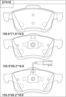 Asimco KD7416 - Комплект спирачно феродо, дискови спирачки vvparts.bg