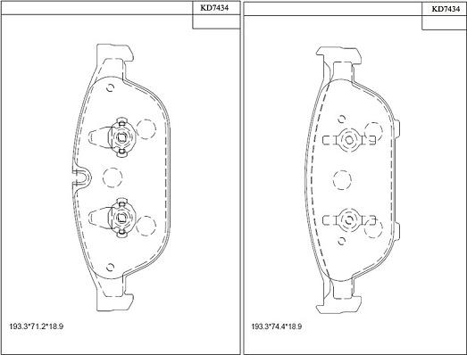 Asimco KD7434 - Комплект спирачно феродо, дискови спирачки vvparts.bg