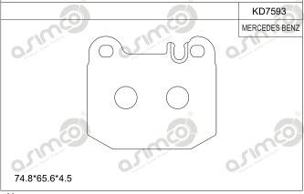 Asimco KD7593 - Комплект спирачно феродо, дискови спирачки vvparts.bg