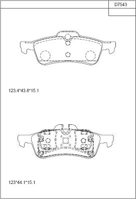 Asimco KD7543 - Комплект спирачно феродо, дискови спирачки vvparts.bg