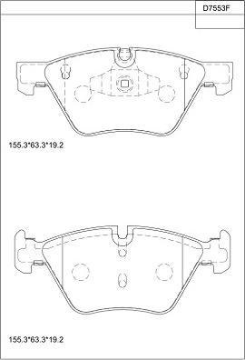 Asimco KD7553F - Комплект спирачно феродо, дискови спирачки vvparts.bg