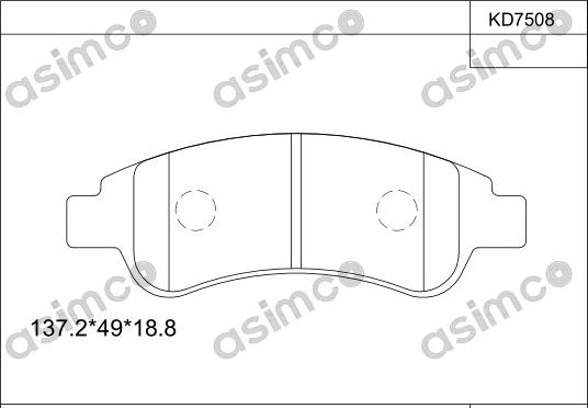 Asimco KD7508 - Комплект спирачно феродо, дискови спирачки vvparts.bg