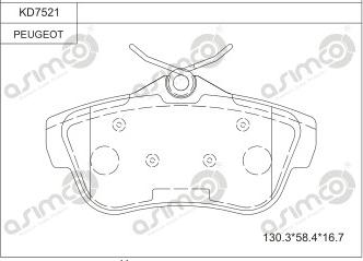 Asimco KD7521 - Комплект спирачно феродо, дискови спирачки vvparts.bg