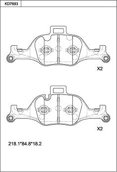 Asimco KD7693 - Комплект спирачно феродо, дискови спирачки vvparts.bg