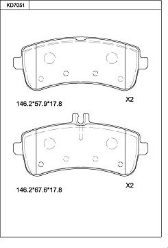 Asimco KD7051 - Комплект спирачно феродо, дискови спирачки vvparts.bg