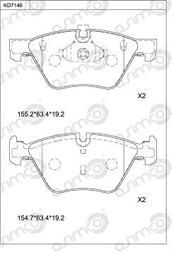 Asimco KD7146 - Комплект спирачно феродо, дискови спирачки vvparts.bg