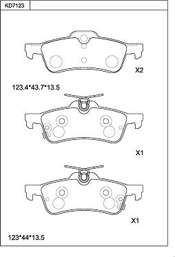 Asimco KD7123 - Комплект спирачно феродо, дискови спирачки vvparts.bg