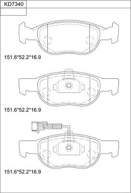 Asimco KD7340 - Комплект спирачно феродо, дискови спирачки vvparts.bg