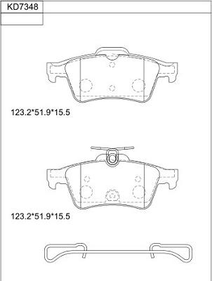 Asimco KD7348 - Комплект спирачно феродо, дискови спирачки vvparts.bg