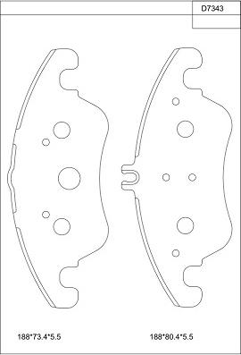 Asimco KD7343 - Комплект спирачно феродо, дискови спирачки vvparts.bg