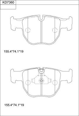 Asimco KD7360 - Комплект спирачно феродо, дискови спирачки vvparts.bg