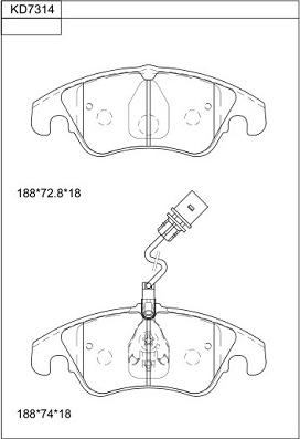 Asimco KD7314 - Комплект спирачно феродо, дискови спирачки vvparts.bg