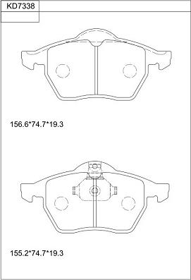 Asimco KD7338 - Комплект спирачно феродо, дискови спирачки vvparts.bg