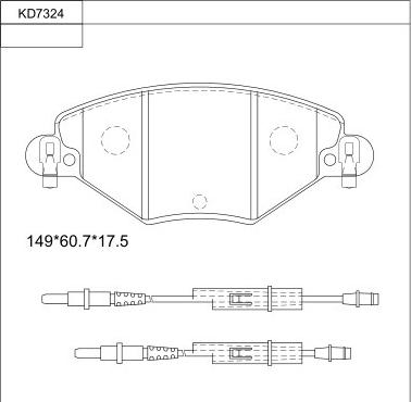 Asimco KD7324 - Комплект спирачно феродо, дискови спирачки vvparts.bg
