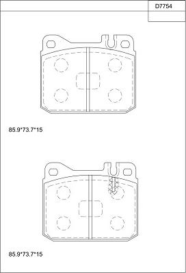 Asimco KD7754 - Комплект спирачно феродо, дискови спирачки vvparts.bg