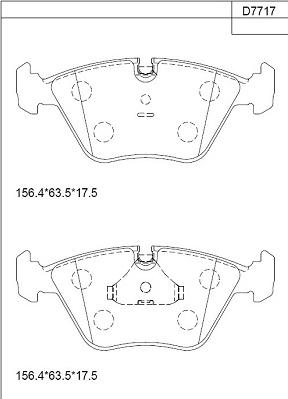 Asimco KD7717 - Комплект спирачно феродо, дискови спирачки vvparts.bg