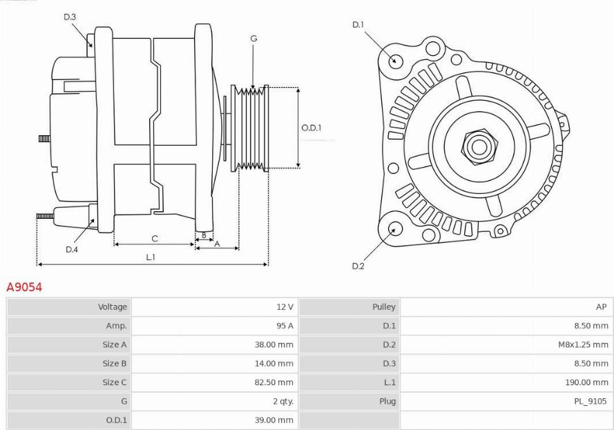 AS-PL A9054 - Генератор vvparts.bg