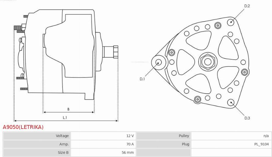 AS-PL A9050(LETRIKA) - Генератор vvparts.bg