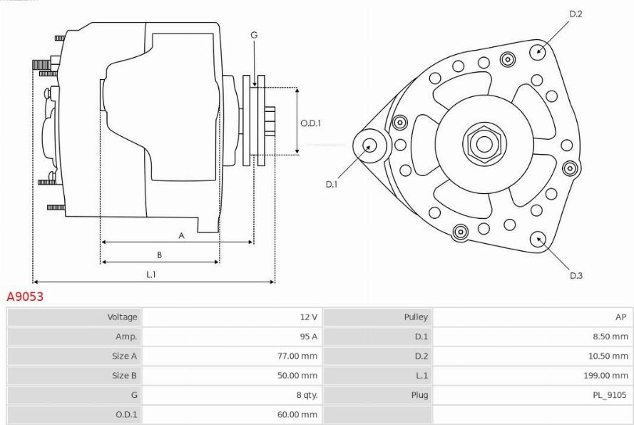 AS-PL A9053 - Генератор vvparts.bg