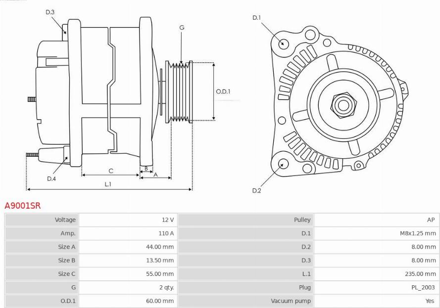 AS-PL A9001SR - Генератор vvparts.bg