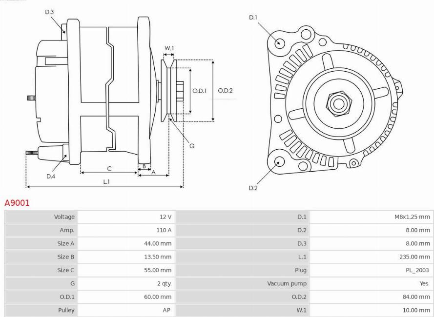 AS-PL A9001 - Генератор vvparts.bg