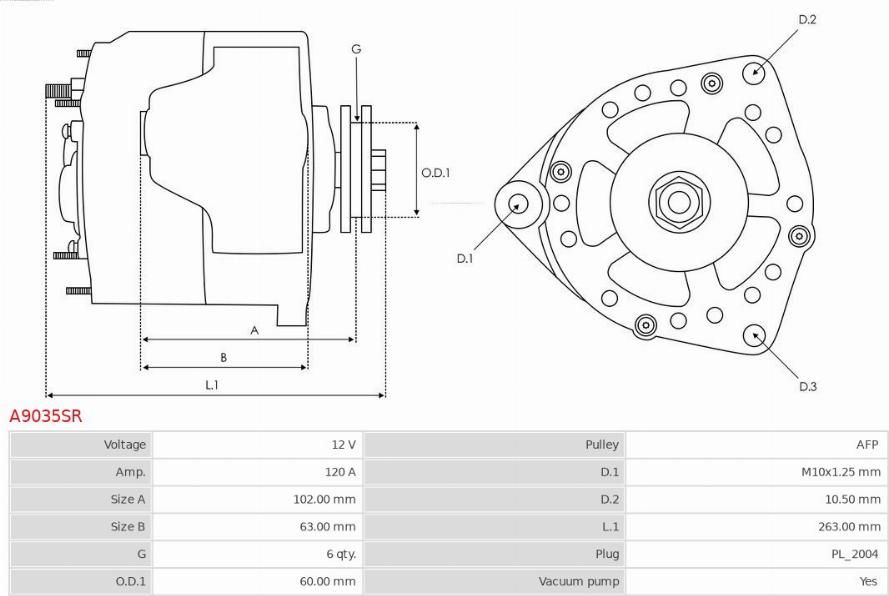 AS-PL A9035SR - Генератор vvparts.bg