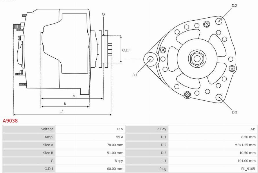 AS-PL A9038 - Генератор vvparts.bg