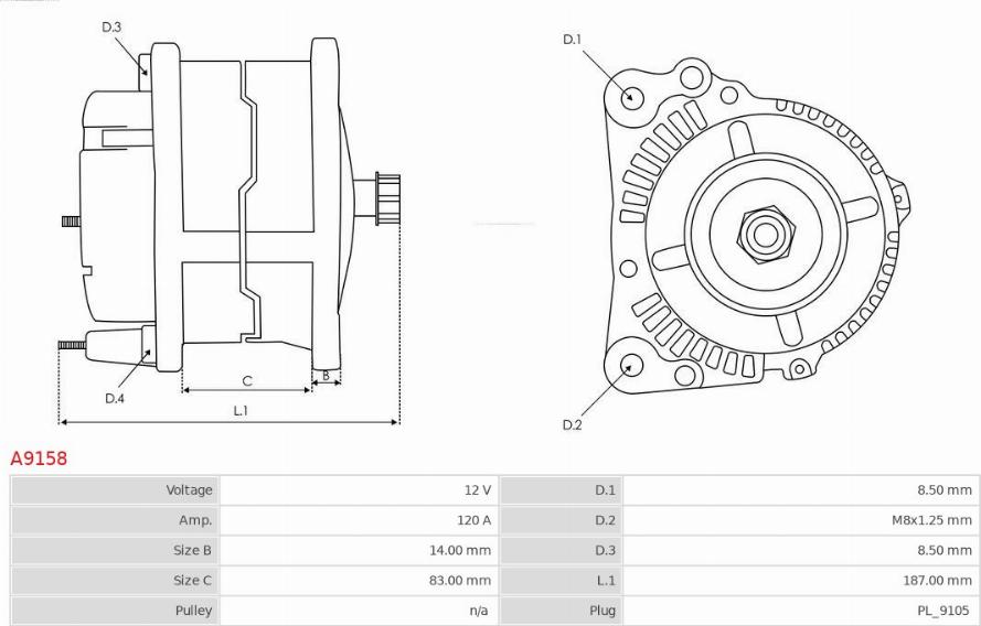 AS-PL A9158 - Генератор vvparts.bg