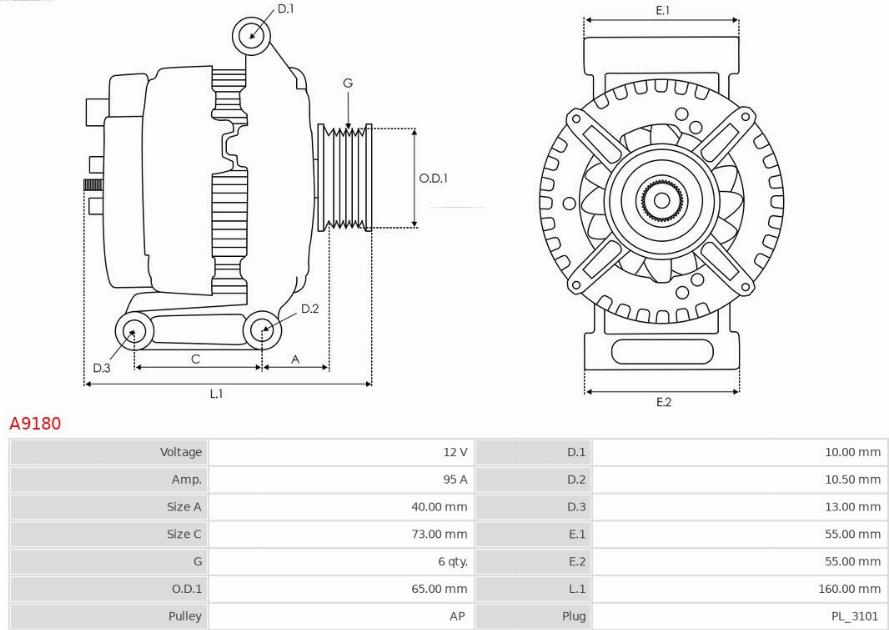 AS-PL A9180 - Генератор vvparts.bg