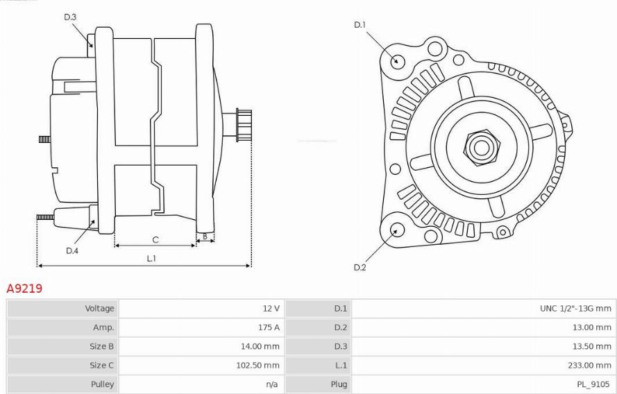 AS-PL A9219 - Генератор vvparts.bg